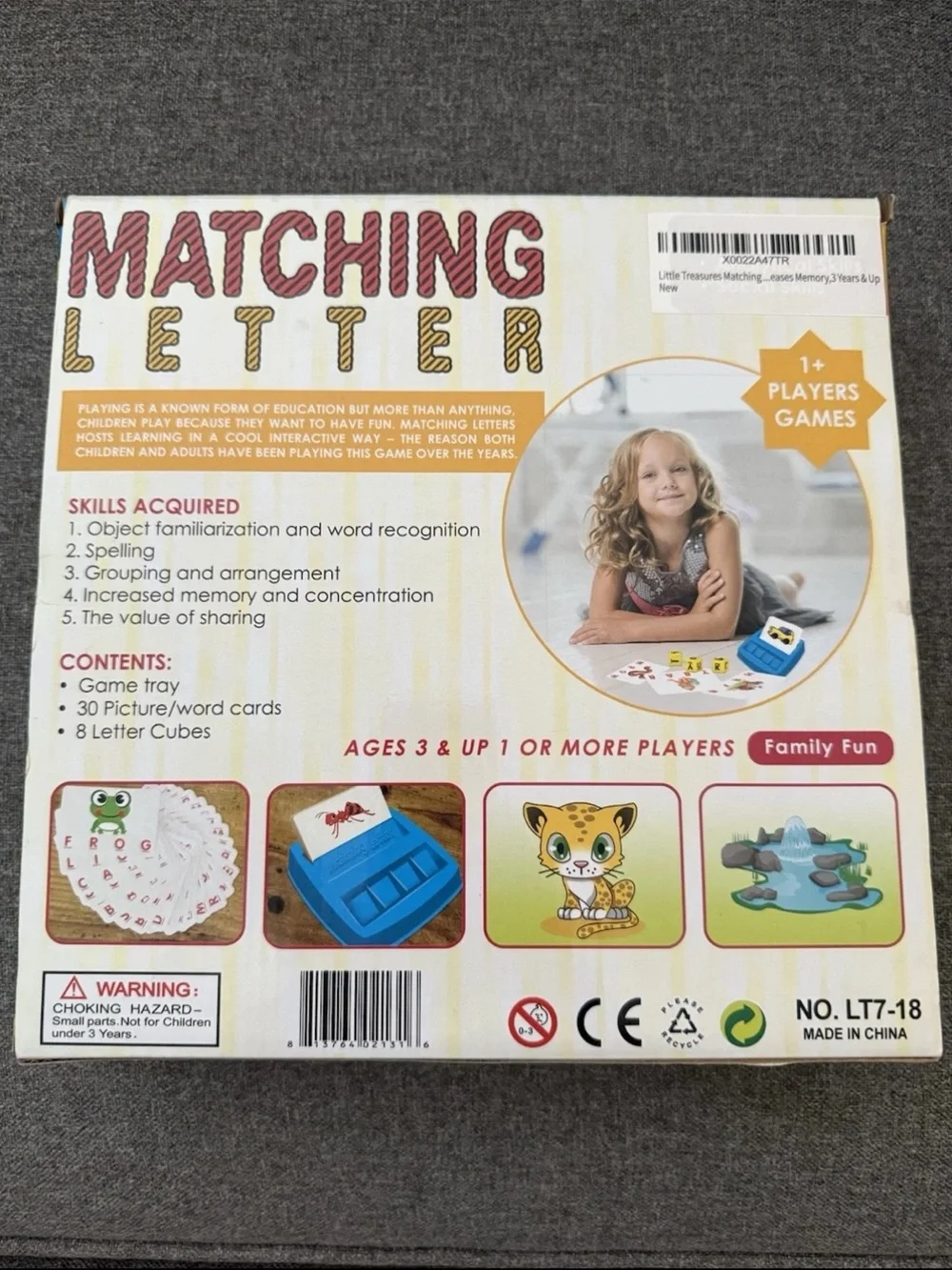 Little Treasures Matching Letter Educational Interactive Spelling Word Game